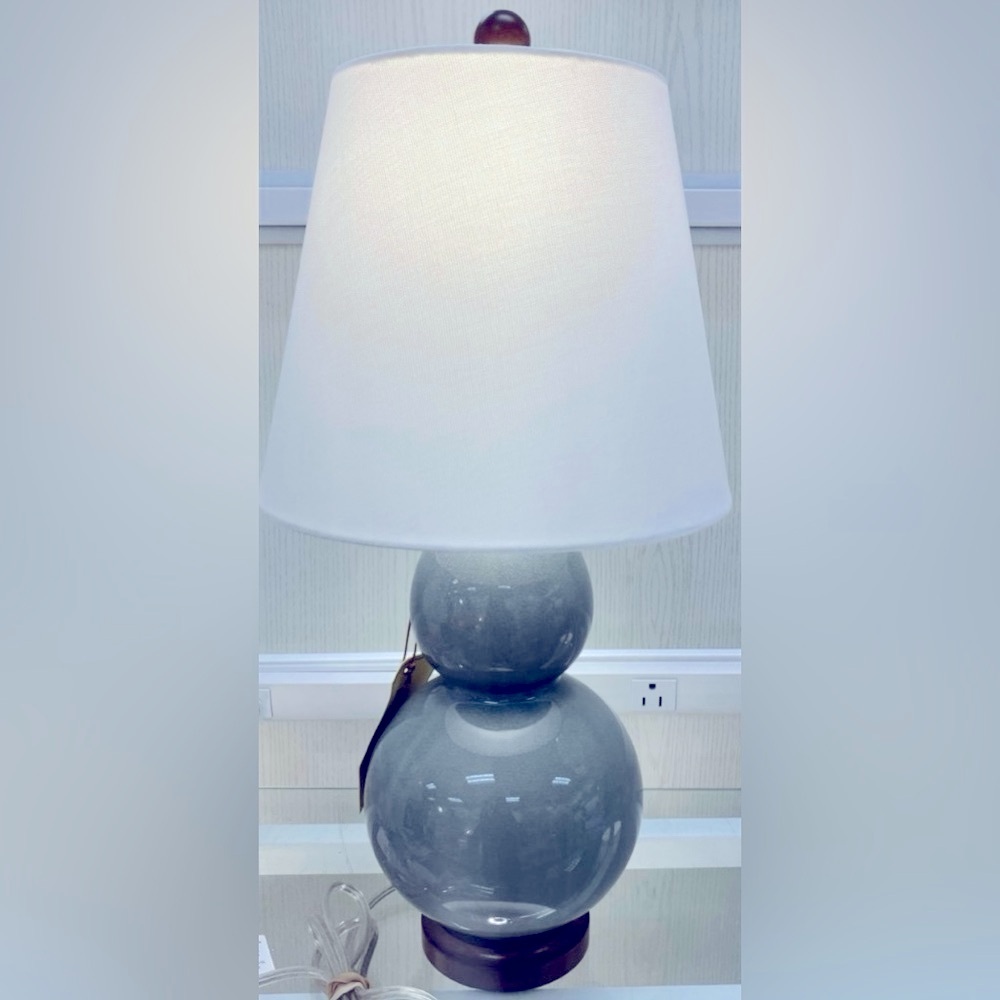 Ralph Lauren Gray Porcelain ASIAN Design Small Lamp